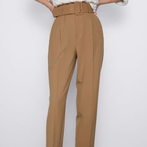 Zara High-Waisted Belted Pants